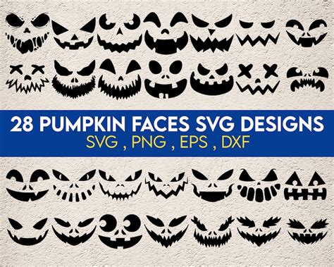 Pumpkin Face Svg Bundle Jack O Lantern Faces Halloween Pumpkins Faces Pumpkin Faces Clipart