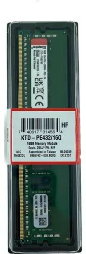 Memória 16gb Ddr4 3200mhz Ecc Rdimm Kingston Ktd pe432 16g