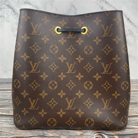 Louis Vuitton 路易威登m44020 經典monogram花紋neonoe系列牛皮鑲飾束口 水桶包 斜背包 肩背包