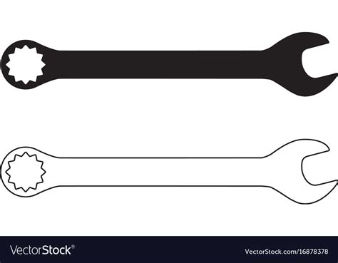 Wrench White Outline Icon Royalty Free Vector Image