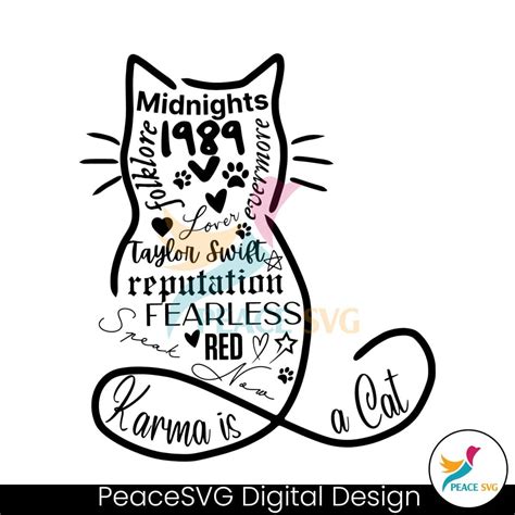 Taylor Swift Karma Cat Albums SVG Clipart » PeaceSVG