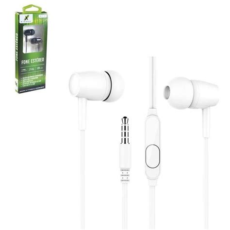 Fone De Ouvido In Ear Estereo Microfone Extra Bass Preto Branco X