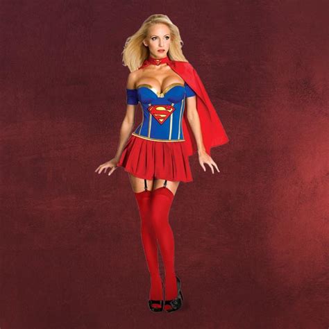 Sexy Supergirl Korsett Damen Kostüm Aus Superman Rock Top Cape Für