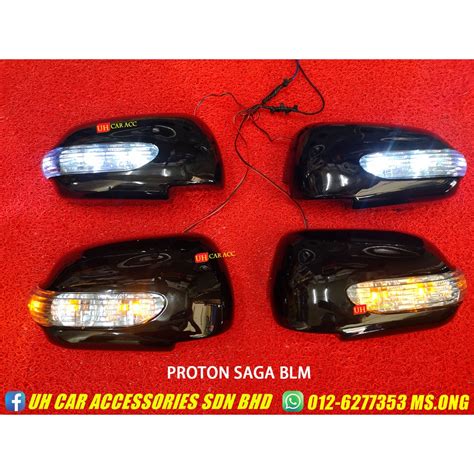 Proton Saga Blm Side Mirror Cover With Led Light Lamp Ready Stock