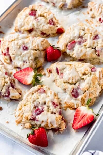 Vanilla Glazed Fresh Strawberry Scones Recipe House Of Nash Eats