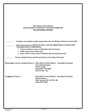 Fillable Online Salkeiz K12 Or NON RESIDENT DISTRICT TRANSFER PROCESS