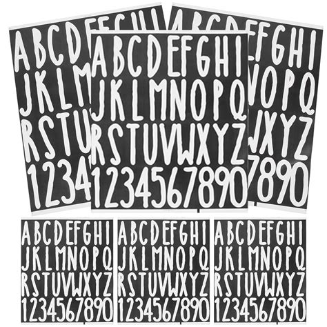 Vinyl Alphabet Stickers Decals 6 Sheets Mailbox Letter Emblems Numbers ...