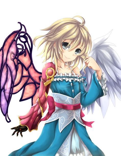 The Big Imageboard Tbib 1girl Ahoge Angel Angel Wings Asymmetrical