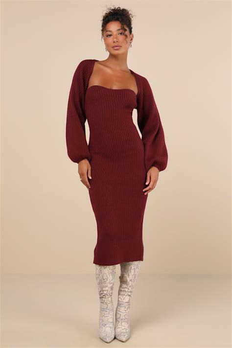 Two Piece Sweater Set Burgundy Sweater Dress Two Piece Set Lulus