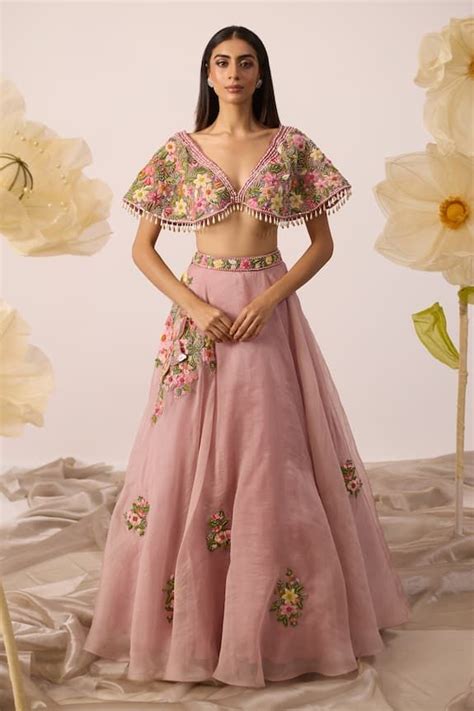 Roqa Buttercup Bloom Resham Embroidered Lehenga With Blouse Aza