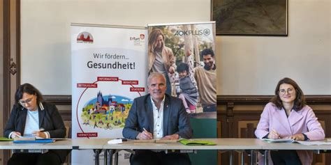 Stadt Erfurt Und Aok Plus Besiegeln Gesundheitspartnerschaft Erfurtde