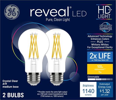 Ge Reveal 3 Pack 60 W Equivalent Dimmable Color Enhancing B Led Light Fixture Light Bulbs