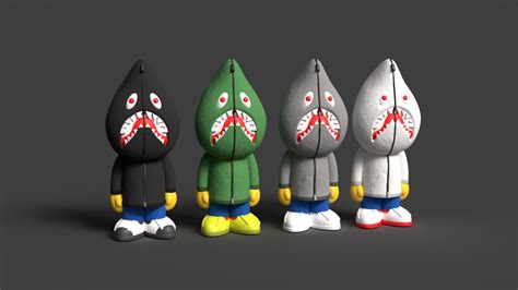 3D file Sharky- Bape Shark Art Toy 🦈・3D printer model to download・Cults