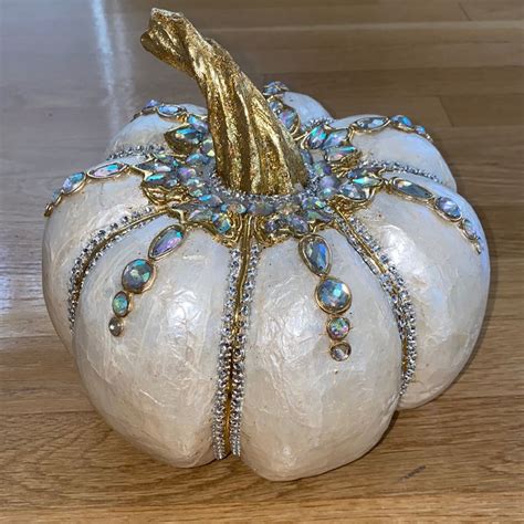 Capiz Silver And Gold Thanksgiving Pumpkin Embellished With Crystals In