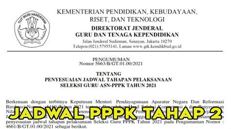 Jadwal Pelaksanaan Seleksi Guru Tahap 2 Asn Pppk Tahun 2021 Sdn Sobang 1