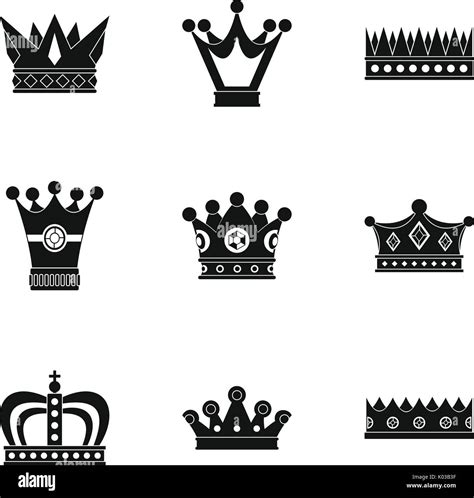 Medieval Crown Icon Set Simple Style Stock Vector Image And Art Alamy