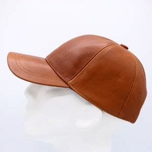 Tan Leather Baseball Cap Hatsquare Genuine Leather Baseball Etsy