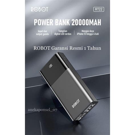 Jual Powerbank Robot Mah Rt Dual Port Input Output Original