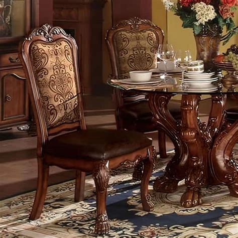 Acme Furniture Dresden PU And Cherry Oak Highbacked Side Chair Set Of