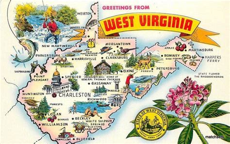 1960s Large Letters Map Attractions WEST VIRGINIA Postcard 1726 ...