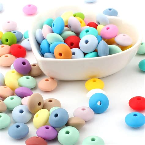 50pcs Lot 12mm Baby Silicone Lentil Beads Silicone DIY Charms Newborn