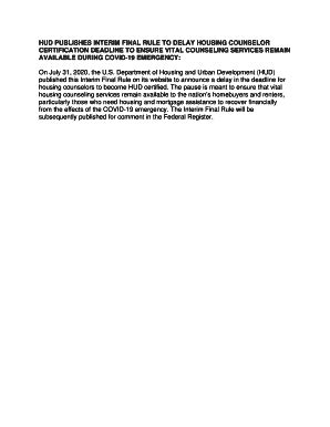 Fillable Online 6215 I 02 Housing Counseling Interim Rule August 7 30