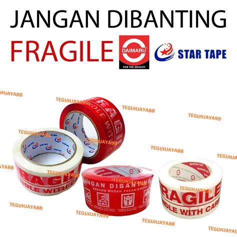 Jual Lakban Fragile Mm Merah Putih Isolasi Selotip Fragile Jangan