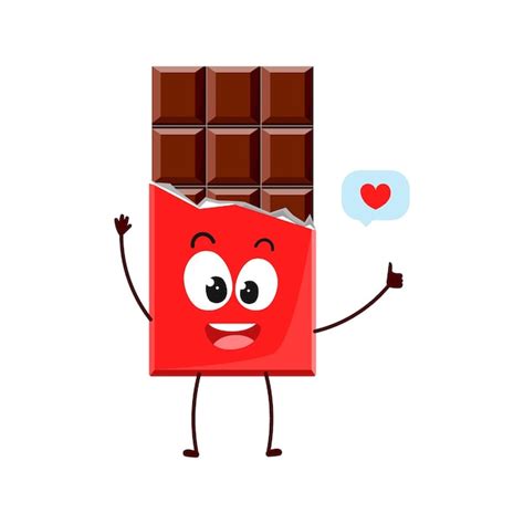 Barre De Chocolat De Dessin Animé Mignon Avec émotion Vecteur Premium