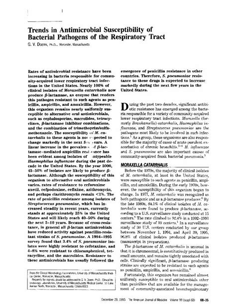 Pdf Trends In Antimicrobial Susceptibility Of Bacterial Pathogens Of