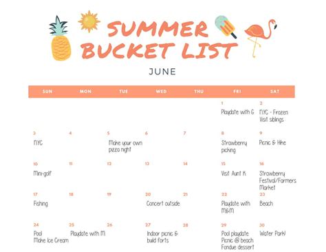 Cute Bucket List Template
