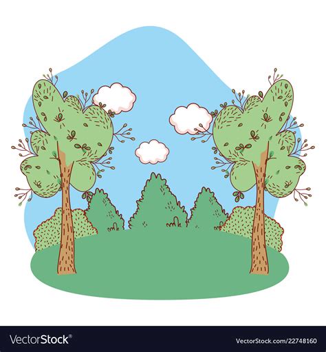 Outdoors Landscape Scenery Cartoon Royalty Free Vector Image