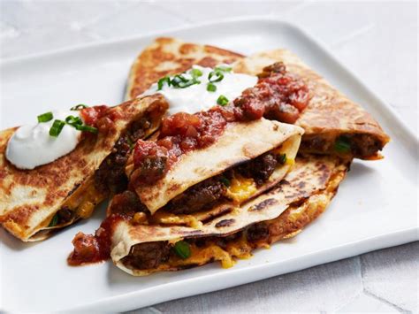 Homemade Chorizo Refried Bean And Cheddar Quesadillas Recipe Food