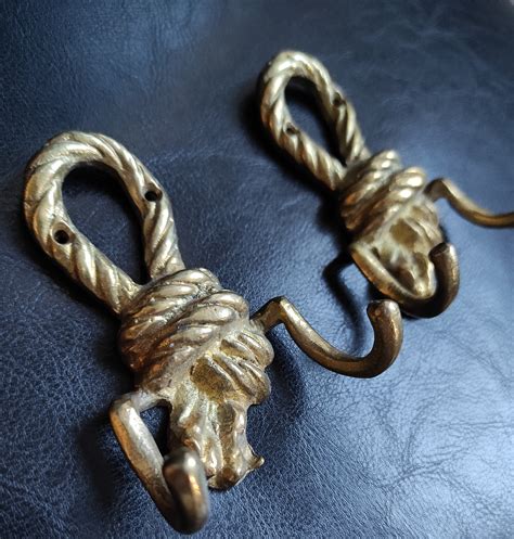 Set Of 2 Cast Brass Clothes Hooks 2 Heavy Duty Brass Hanger Etsy