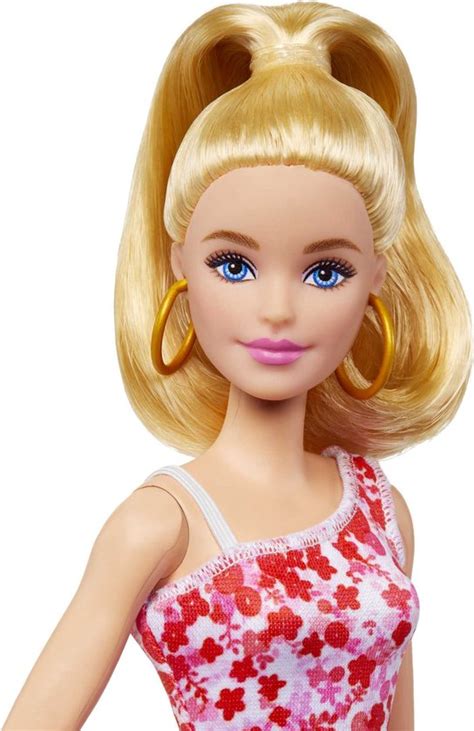 Barbie Fashionistas Jurk Met Roze Rode En Paarse Bloemen Barbiepop