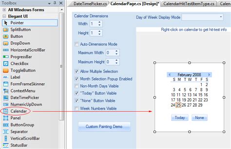 Net Elegant Ribbon Using A Calendar Control