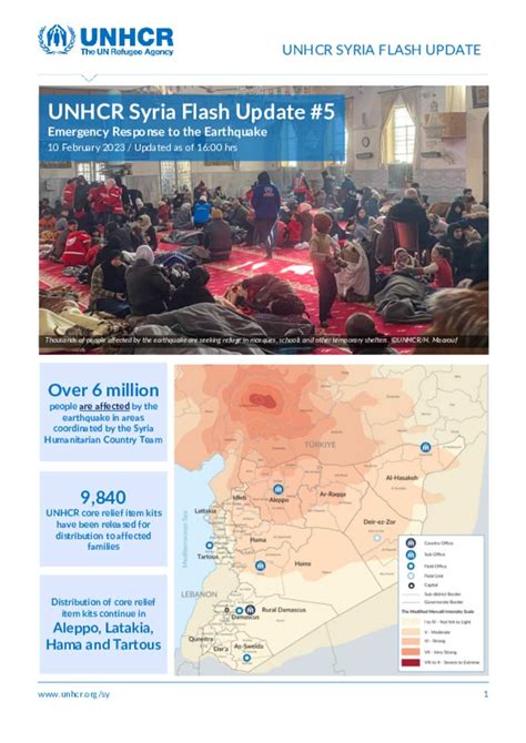 Document Unhcr Syria Emergency Response To Earthquake Flash Update 5