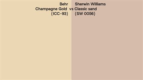 Behr Champagne Gold Icc 93 Vs Sherwin Williams Classic Sand Sw 0056