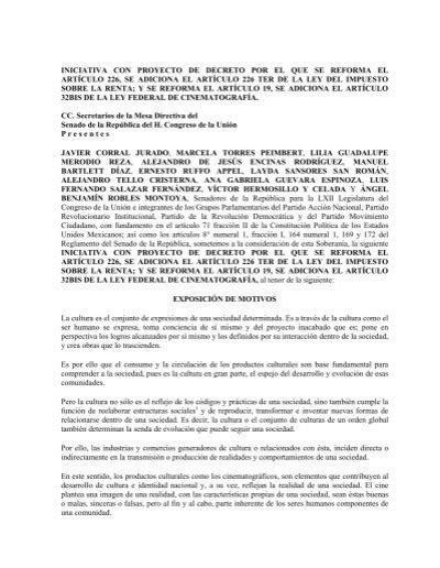 Iniciativa Con Proyecto De Decreto Por El Que Se Reforma El Artículo