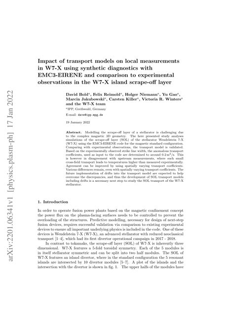 Pdf Impact Of Transport Models On Local Measurements In W X Using