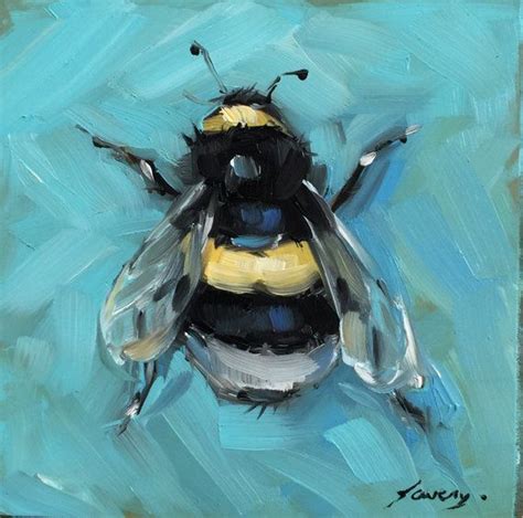 Reserved Bumblebee Painting Original Impressionistic Oil Bee Art Bee