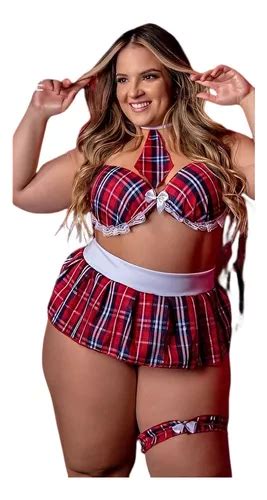 Conjunto Sensual Colegial Lingerie Sexy Fantasia Plus Size