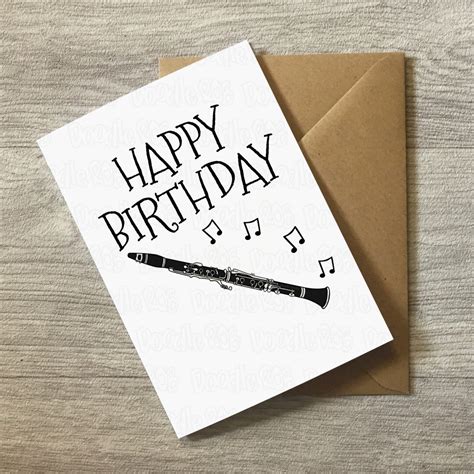 Clarinet Birthday Card, Clarinet Greeting Card, Clarinetist Card ...