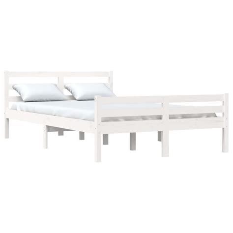 Structure De Lit QQMORA LEX Blanc Bois Massif 140x190 Cm