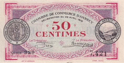 Billet France Centimes Chambre De Commerce D Annecy S Rie