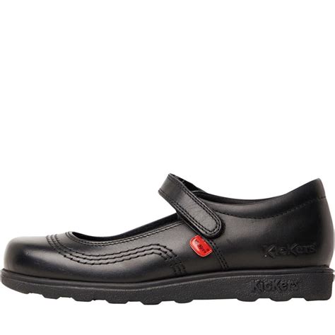 Buy Kickers Girls Fragma Pop Leather School Shoes Black