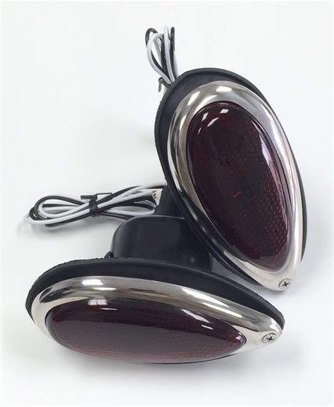 Hot Rod 1938 39 Ford Tear Drop Tail Lights W Red Glass Lens Pair