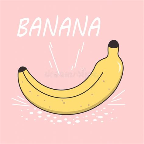 Banana Brilhante Do Desenho Do Vetor Em Um Fundo Cor De Rosa Estilo Dos