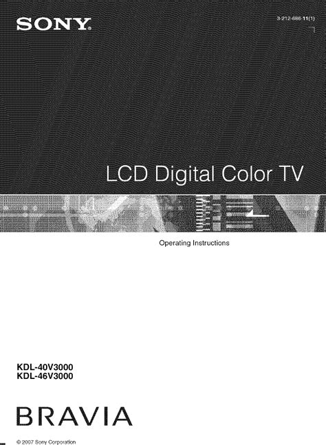 Sony KDL 40V3000 User Manual LCD TELEVISION Manuals And Guides L0707335