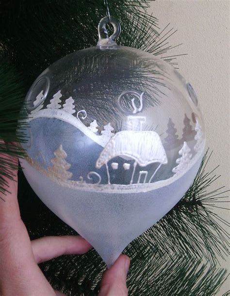 Personalized Hand Painted Glass Ball Christmas Ornament White Etsy Christmas Ornaments