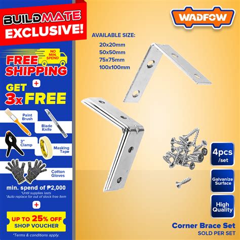 Buildmate Wadfow 4pcs Corner Brace Set 20mm 100mm Right Angle L